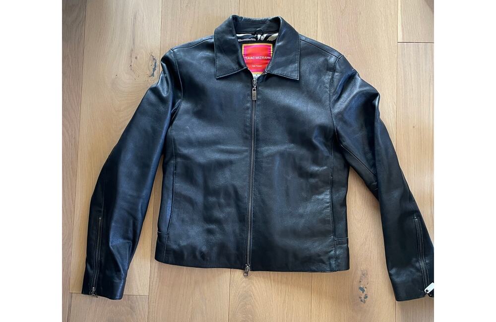 VTG Isaac Mizrahi Y2K Leather Zip Jacket Zebra M